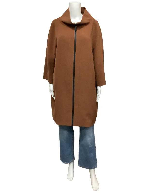 Nikki Jones High Neck Midi Coat Size: L Cozy Women's Sherpa - lined