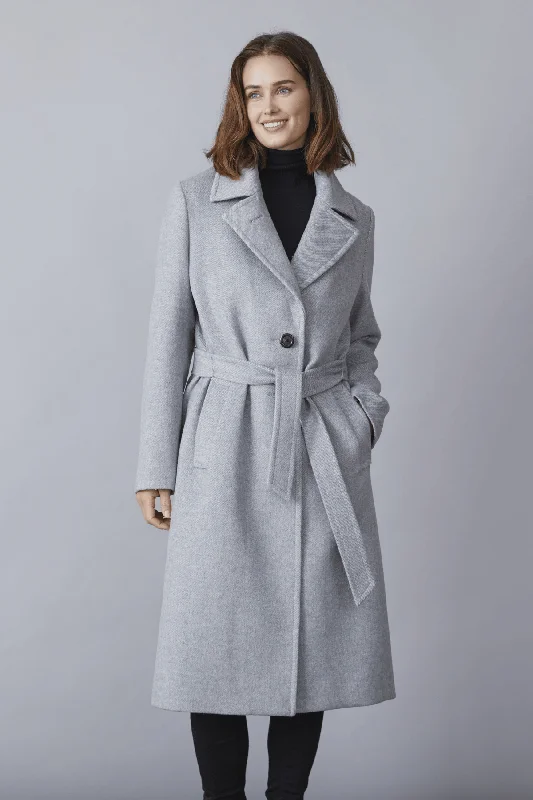 KYLIE Belted Wool Coat with Notched Lapel 1615 Disco