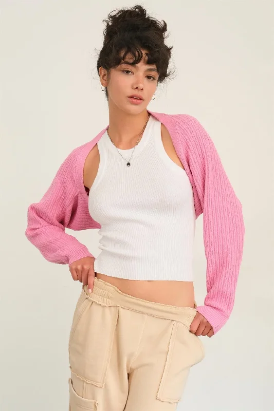 HYFVE Ribbed Knit Bolero Cardigan Sharp Women's Italian