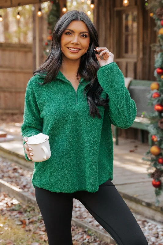 Green Sherpa Zip Up Jacket - FINAL SALE Disco