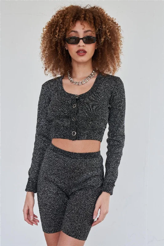 Sexy Sparkly Metallic Black Biker Short Laid - back Women's Vibe