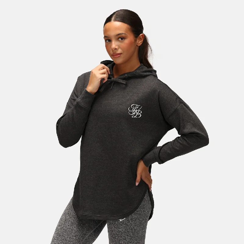 TKB Charcoal Curved Hem Hoodie Monochromatic Office Style