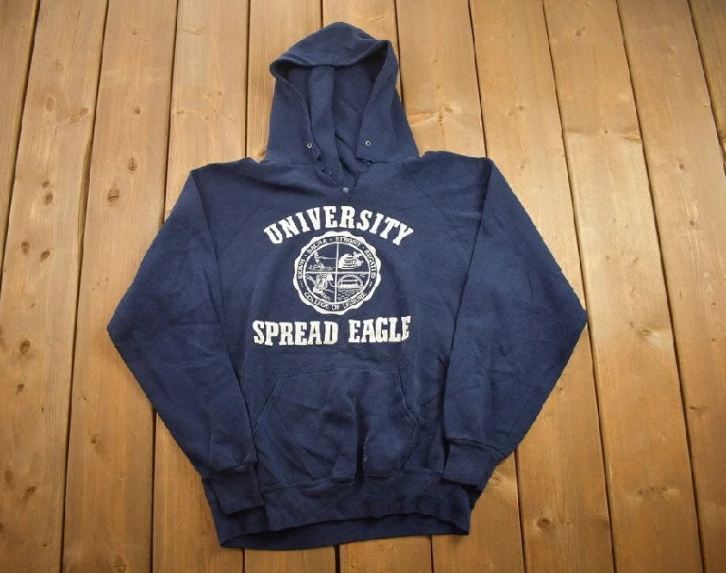 Vintage 1990s University Spread Eagle Collegiate Hoodie Preppy Women's College