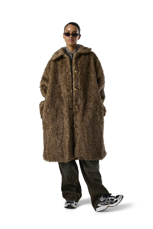 Donnie Faux Fur Longline Coat Trendy Women's 