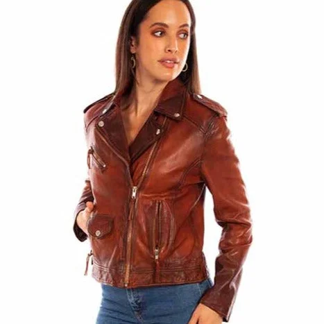 Scully Women's Zip Front Leather Jacket Preppy Women's College