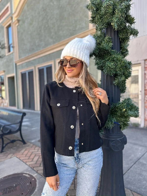 Going Places Black Structured Jacket Feminine Women's Style 