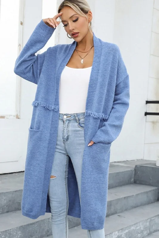 Angel Wings Open Front Pocketed Cardigan Confident Women's Power
