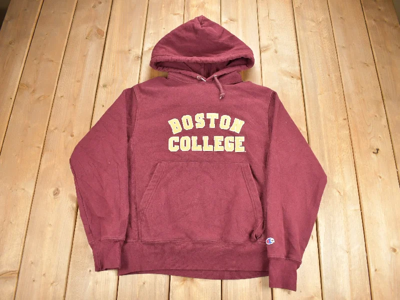 Vintage 1990s Boston College Champion Reverse Weave Collegiate Hoodie Sophisticated Women's Tailored
