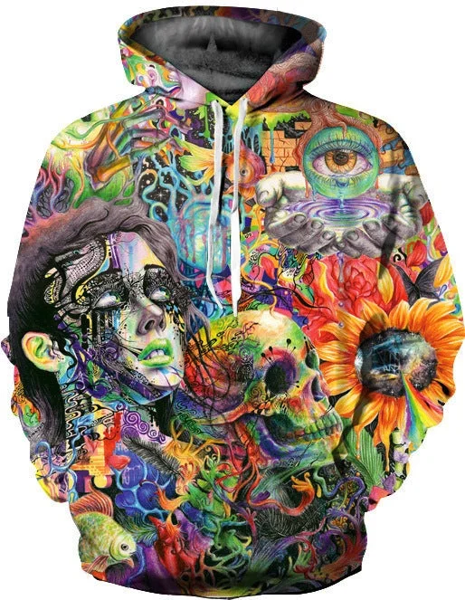Trippy Abstract Sweat Hoodie Edgy Women's Punk