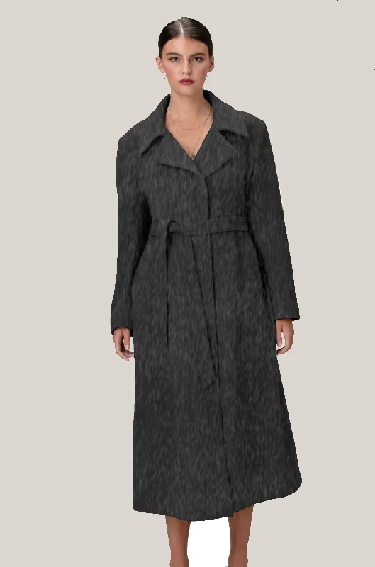 SARA 1451 Alpaca & Wool Belted Coat Monochromatic Office Style