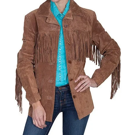 Scully Women's Cinnamon Fringe Suede Jacket Disco