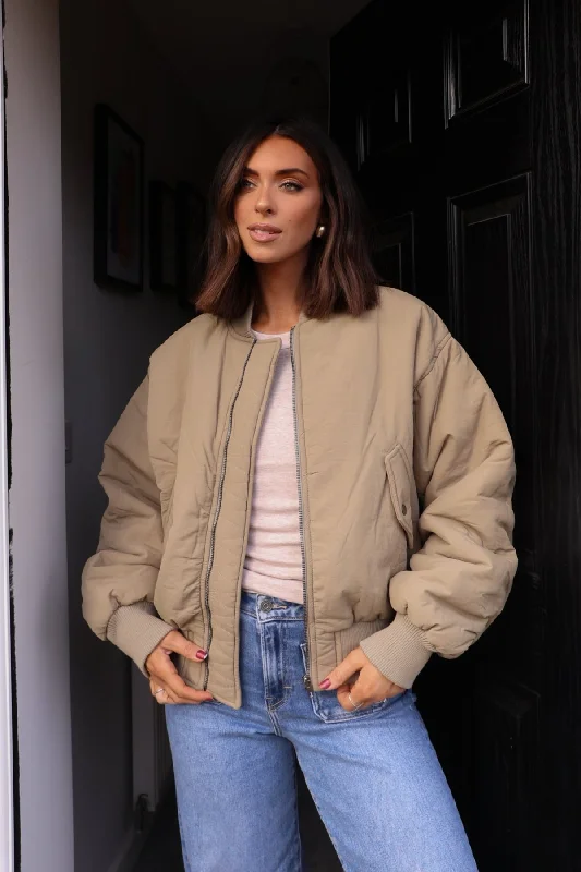 Olive Bomber Puffer Jacket - FINAL SALE Earthy Women's 