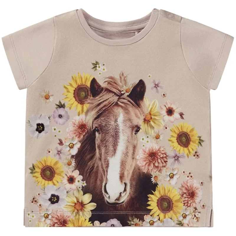 Molo Flower Horse Elly T-Shirt Laid - back Women's Style