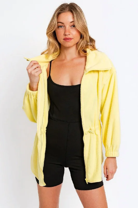 Yellow Lemon Hoodie Soft Fleece Jacket Earthy Women's Hemp - based