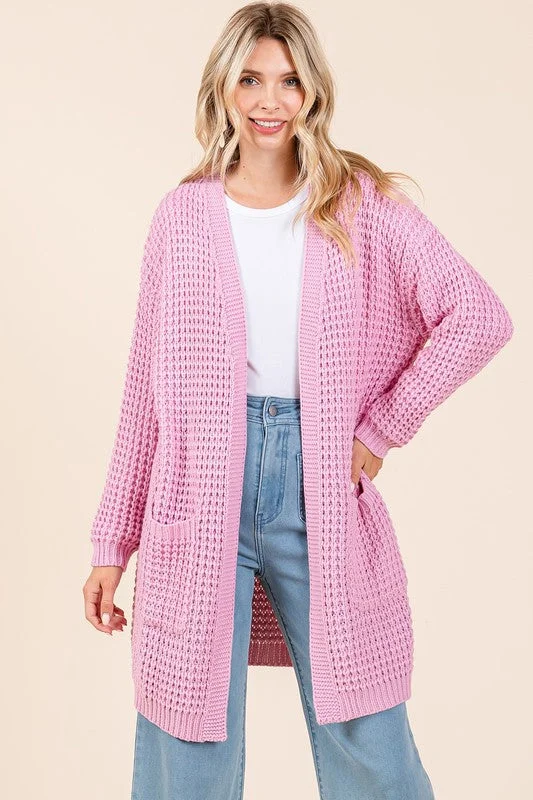Mittoshop Open Front Long Sleeve Longline Cardigan Sophisticated Women's Tailored