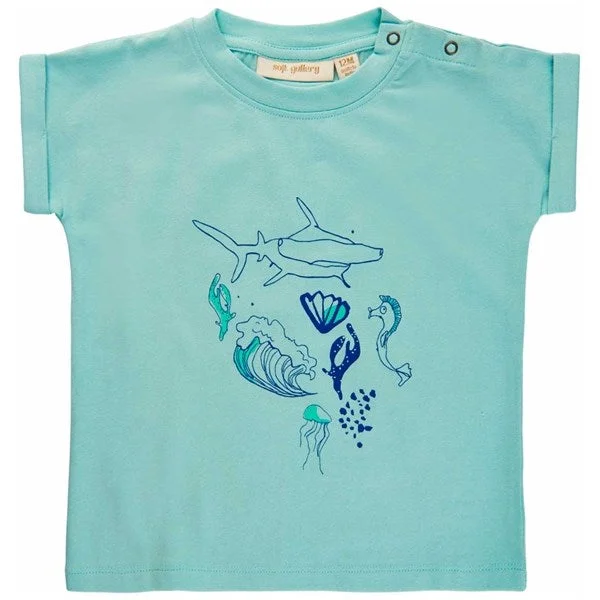 Soft Gallery Canal Blue Frederick Sealife T-shirt Classic Women's Tweed