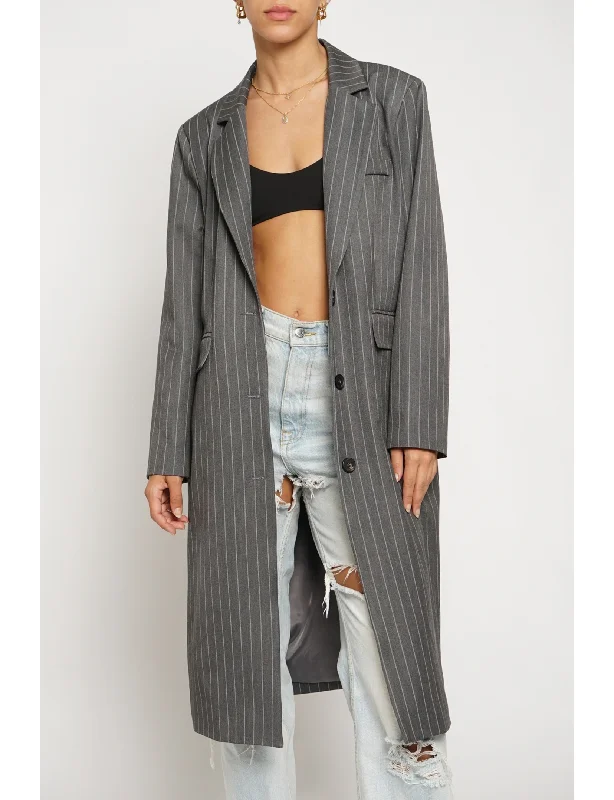 Laurel Pinstripe Coat, Charcoal Stylish Women's Neon