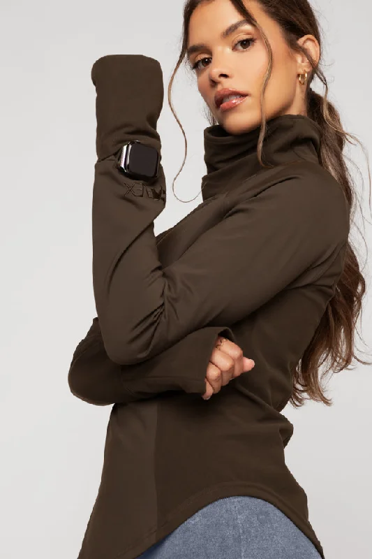 Chasing Pavements Mockneck Pullover - Dark Brown Cool Women's Skate