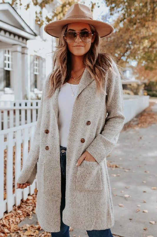 Button Detail Oatmeal Two Tone Cardigan Street