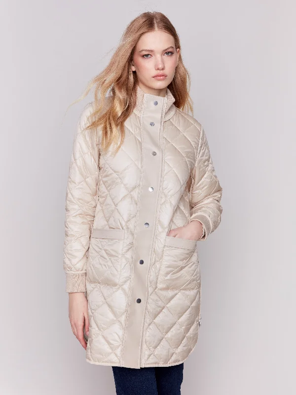 Reversible Quilted Puffer Jacket - Champagne European