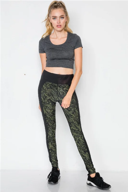 Riffle Green Activewear Workout High-Rise Leggings Bold Women's Animal Print