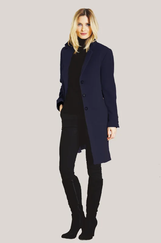 MADISON Wool & Cashmere Coat with Notch Collar 3731 Preppy Women's College