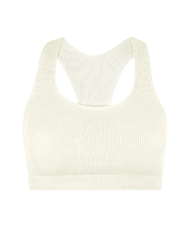 RIBBED ELATED Bra Top | Cream Sophisticated Women's Tailored