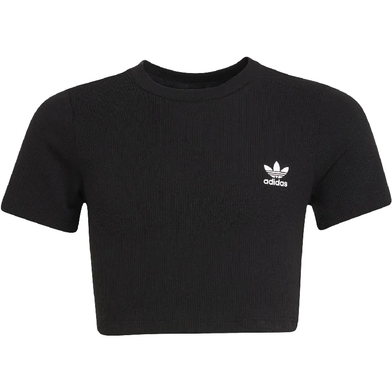 adidas Originals Black Rib Crop T-shirt Sleek Women's 