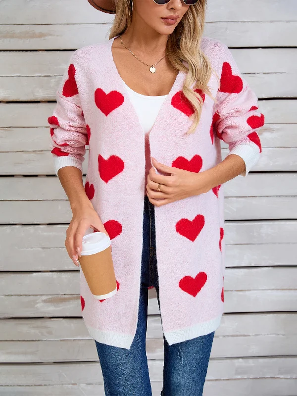 Angel Wings Heart Open Front Long Sleeve Cardigan garde