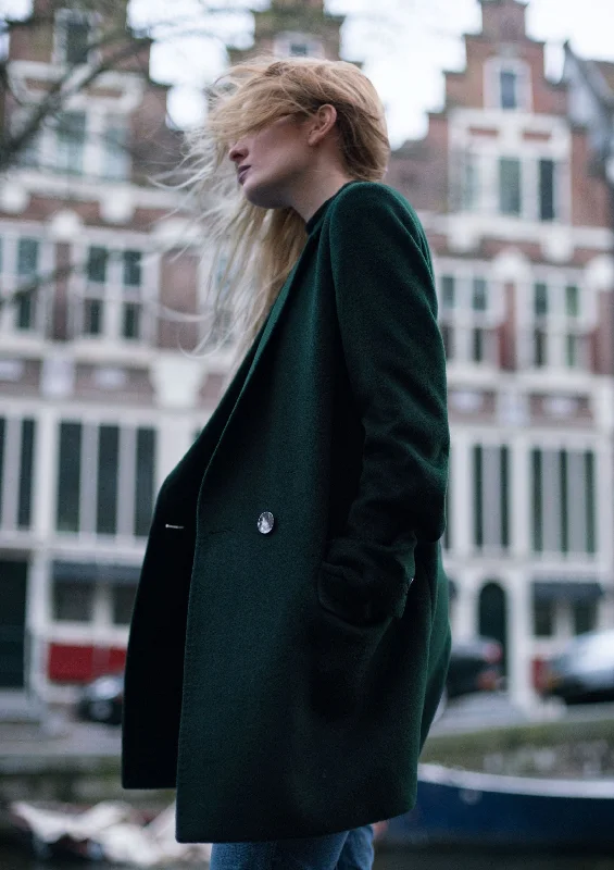 Green Wool Coat Traditional Women's 