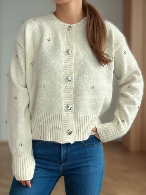 Heart Button Down Long Sleeve Cardigan Athletic Women's High - 