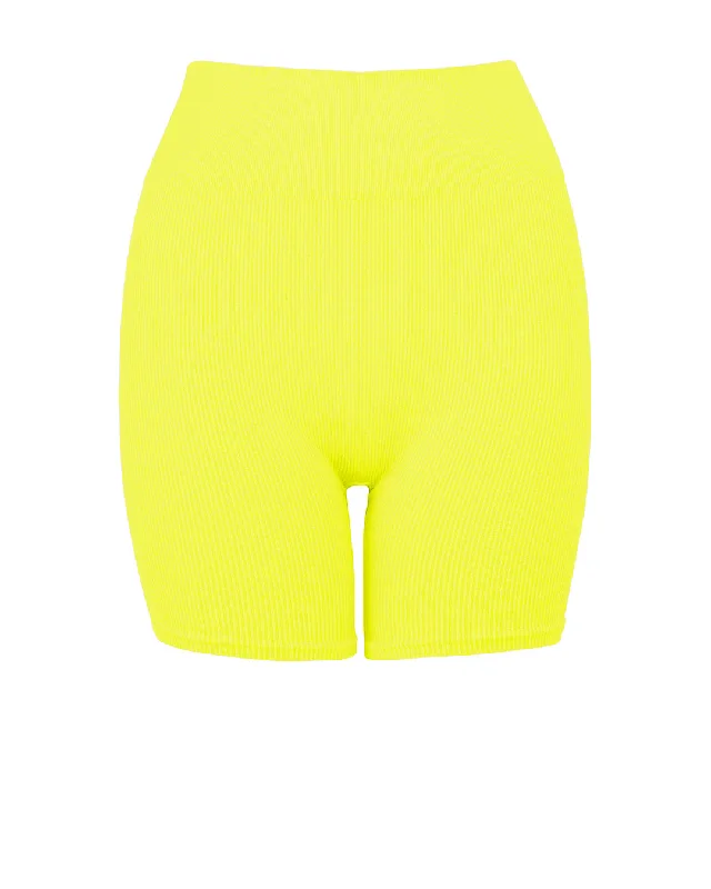 RIBBED COMPOSED Shorts | Neon Yellow Sporty Women's Tennis