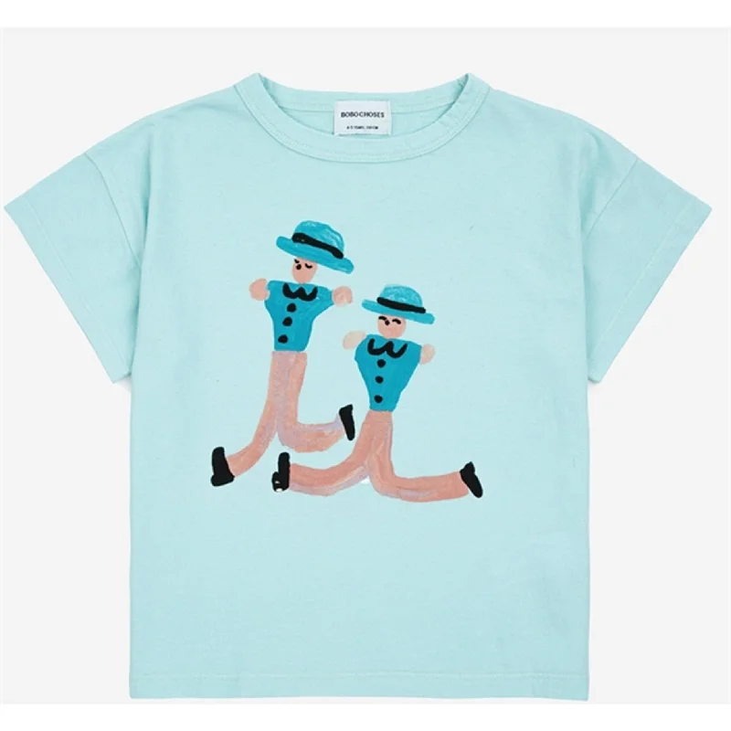Bobo Choses Dancing Giants T-Shirt Light Blue Refined Women's Velvet