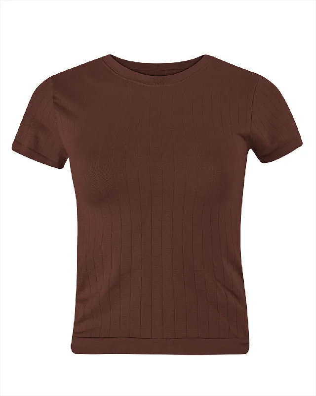 FLAT RIBBED SAPIENT T-Shirt | Maroon Classic Women's Tweed