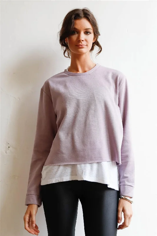 Lilac Grey Long Sleeve Raw Hem Sweatshirt /1-2-2-1 Australian Beach