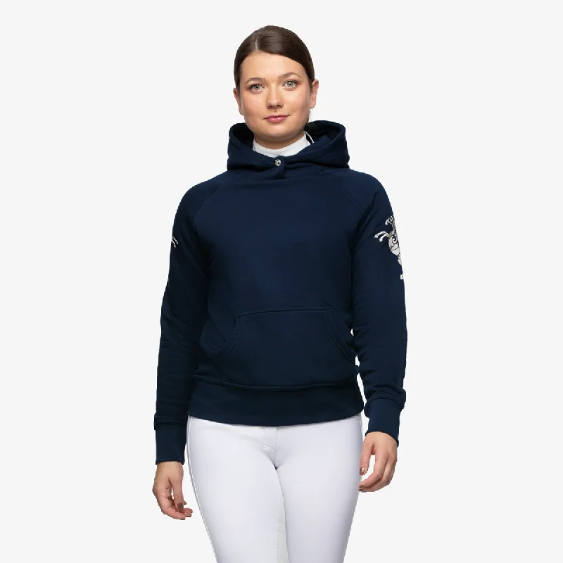Signature Hoodie "Oxford Blue" with silver prints Youthful Women's Anime - inspired