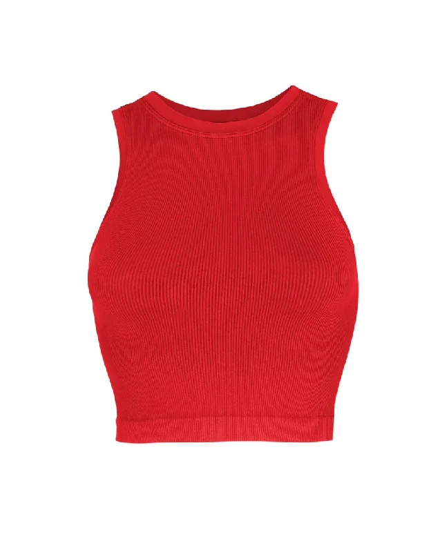LUMINOUS Ribbed Vest | Bright Red Elegant Women's Formal 