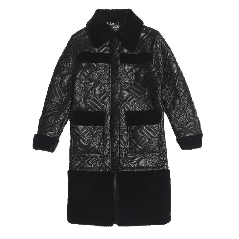 F1300 Heritage Long Quilted Coat - Black Traditional Women's Wool