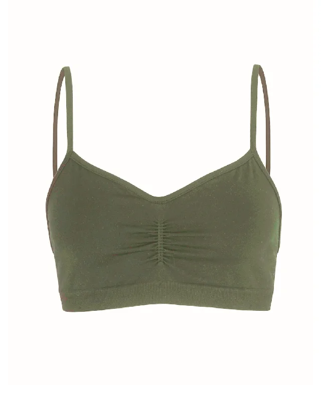 POISE Bra Top | Olive Cool Women's Distressed