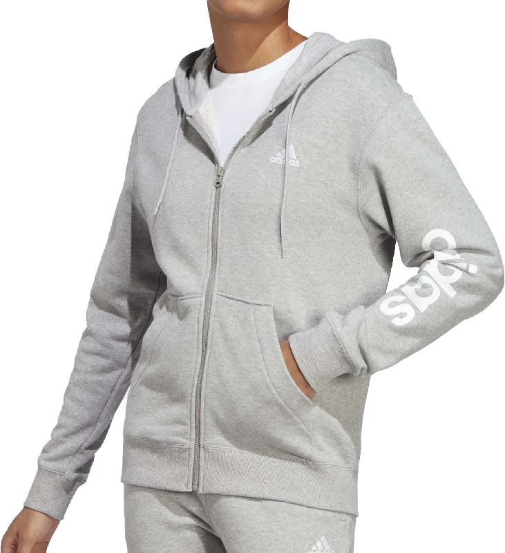 adidas Essentials Linear French Terry Womens Full Zip Hoody - Grey Scandinavian