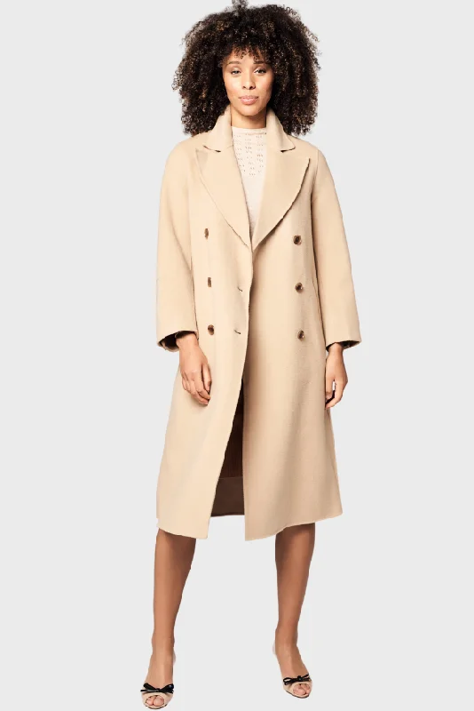 Grand Double-Breasted Wool Coat Monochromatic All - in - one