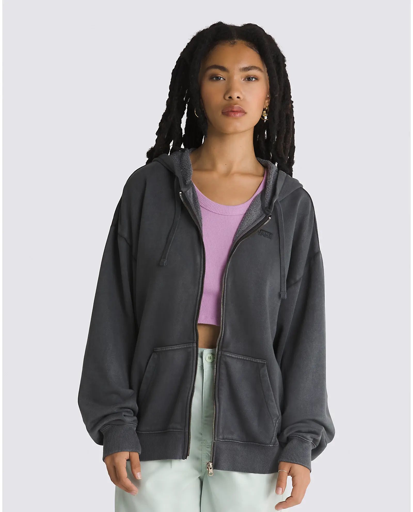 Everyday Zip Hoodie in Black Unique Women's Upcycled