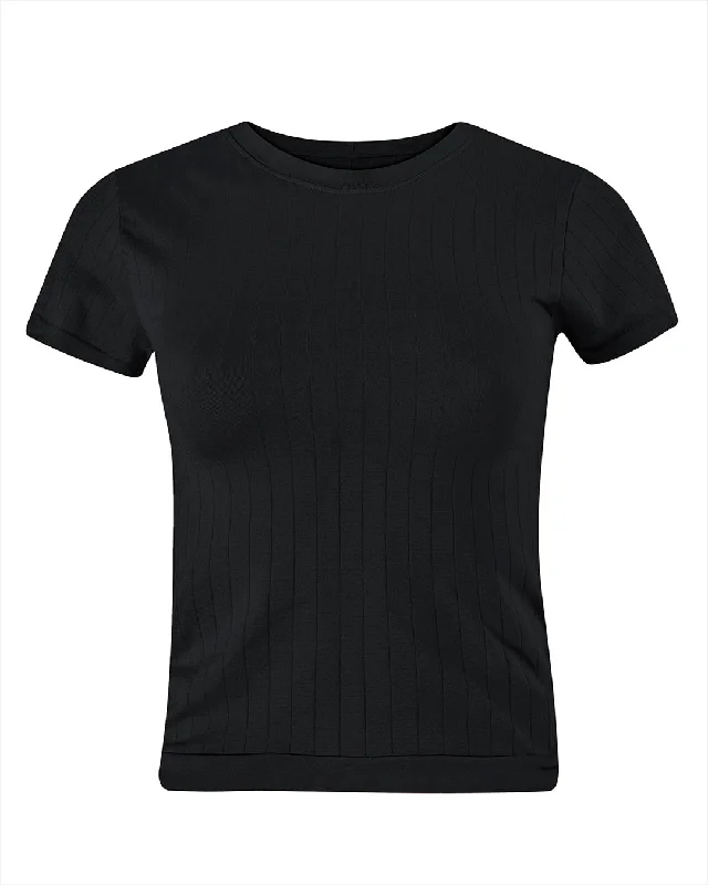 FLAT RIBBED SAPIENT T-Shirt | Black Sharp Women's Italian