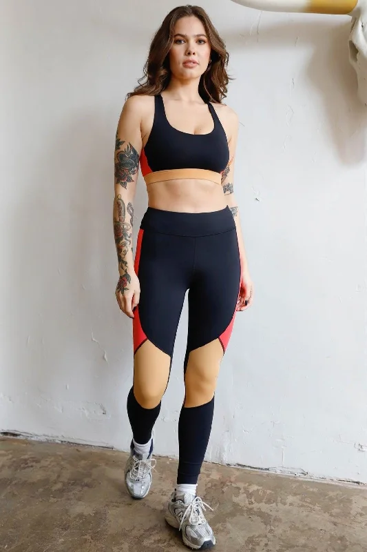 Trendy Color Block High-Waist Workout Leggings Elegant Women's 