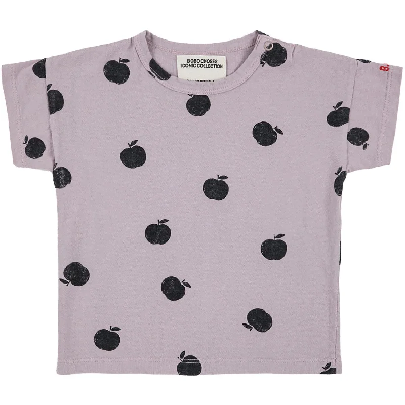 Bobo Choses Lavender Poma All Over Short Sleeve T-Shirt Monochromatic Office Style