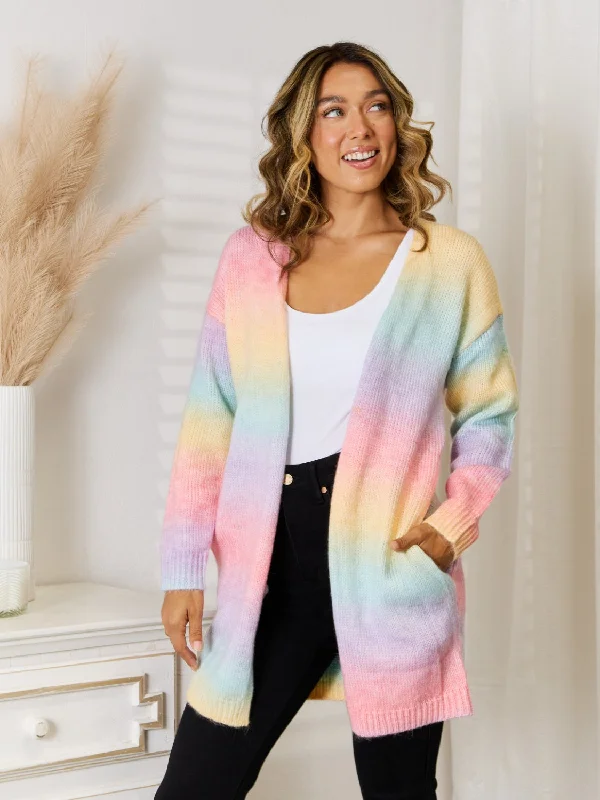 Angel Wings Full Size Gradient Open Front Cardigan Contemporary 