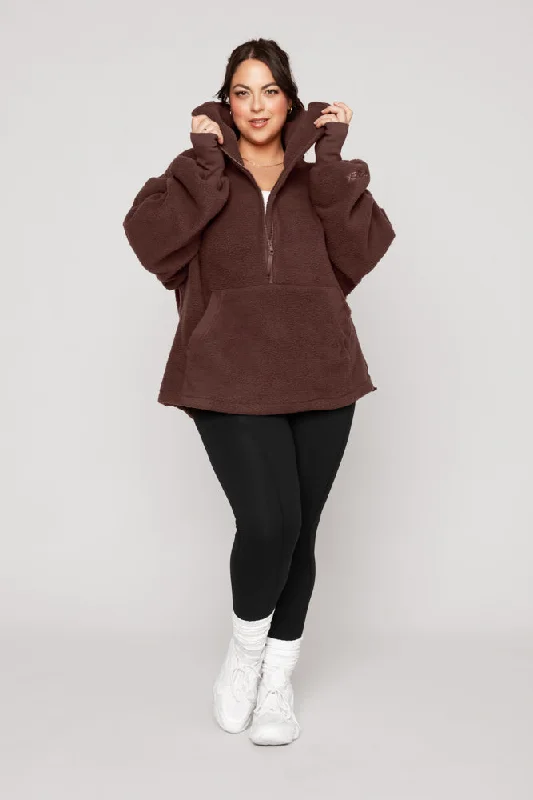 Big Hug Fleece Half Zip Sweater - Chocolate Rugged Women's Outdoor 