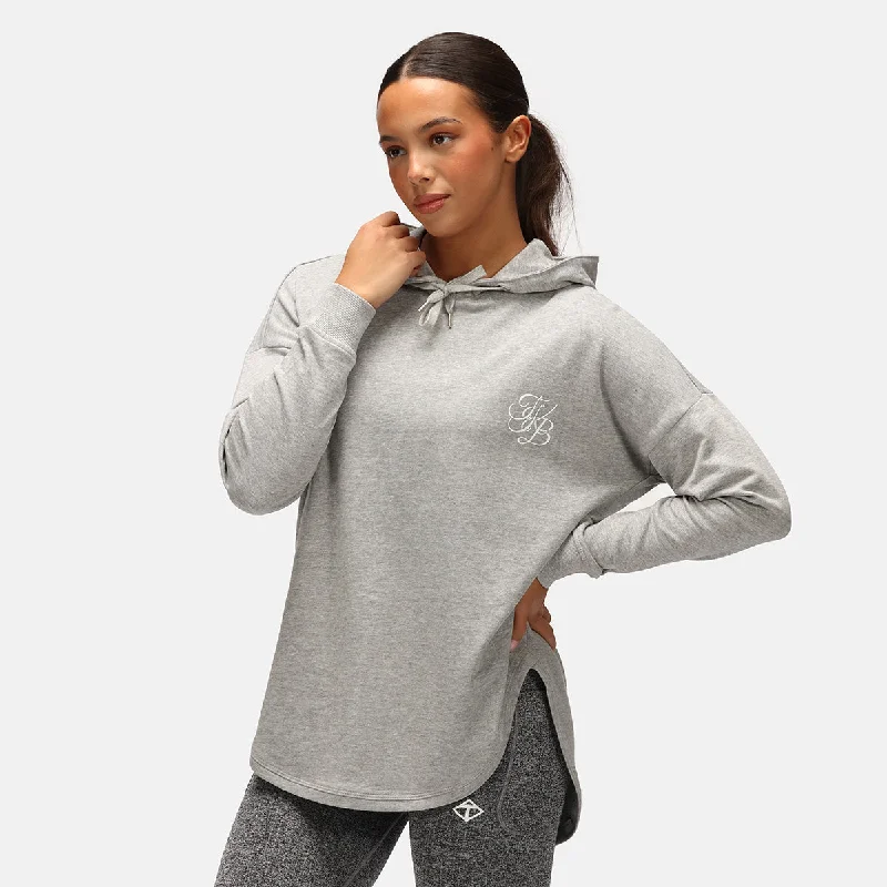 TKB Grey Curved Hem Hoodie Relaxed Women's 