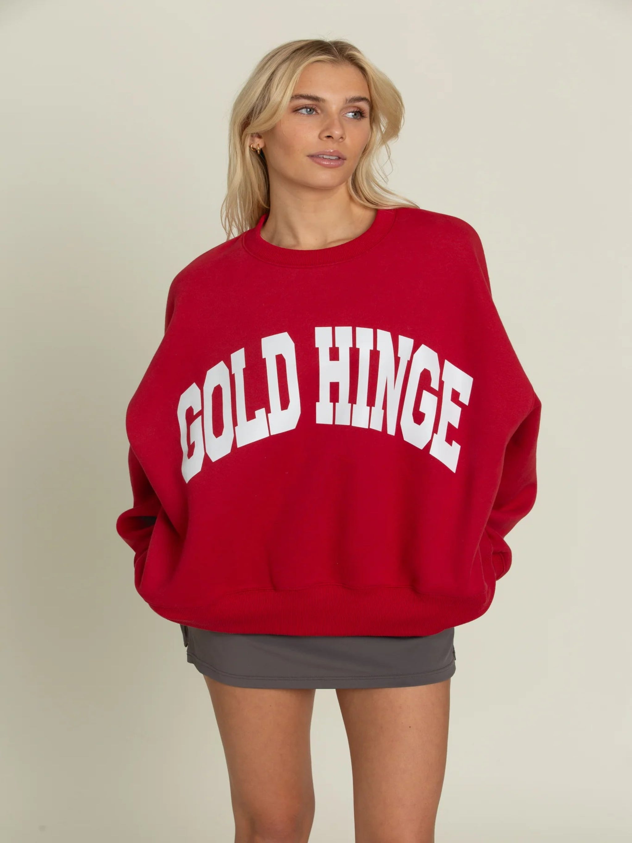 Gold Hinge Wide Arm Sweatshirt - Ruby Classic Women's Tweed