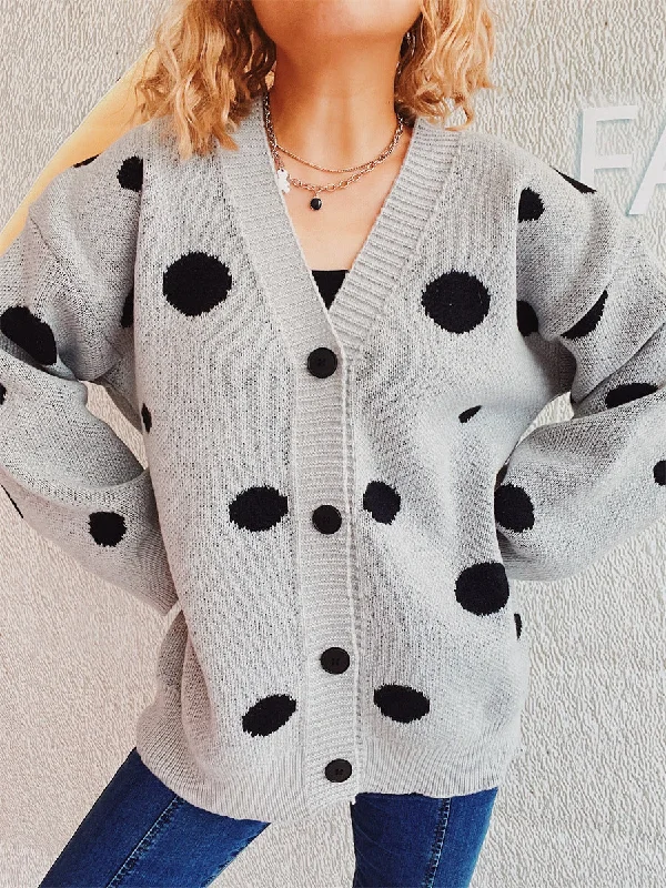 Polka Dot Button Up Cardigan Confident Women's Power